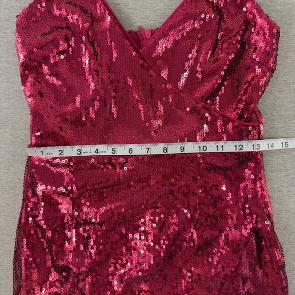 Lulus 'Below‎ The Stars' Red wine Women’s Sequin Asymmetrical Dress Size Small - Picture 12 of 16